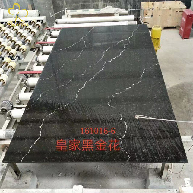 China Quartz Factories Artificial Black Quartz Slabs
