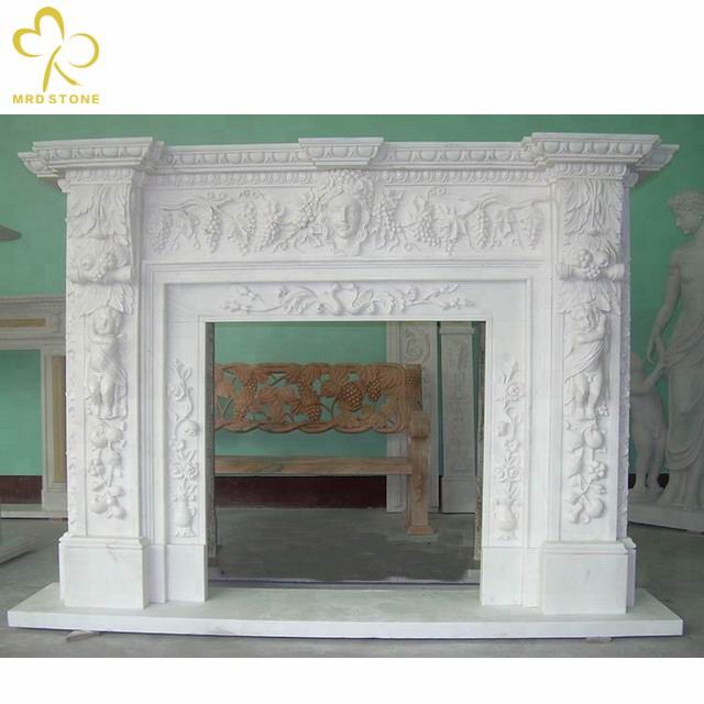China Marble Fireplace With Absolute White Natural Stone For Sale