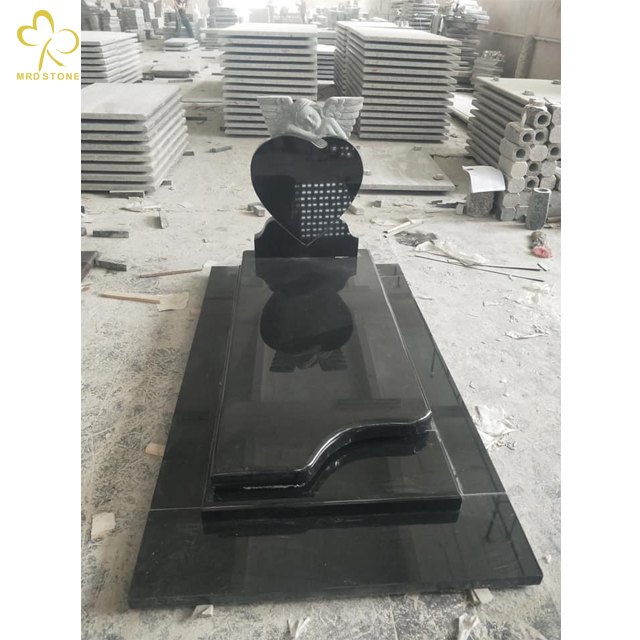 Shanxi Black Headstone with Rose Engraving Wholesale