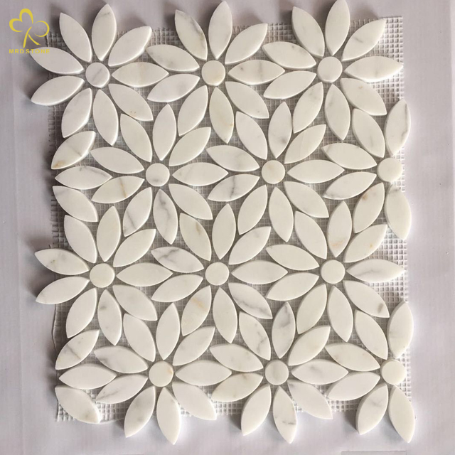 Qualified Floral Flower White Marble Mosaic Bathroom Tile