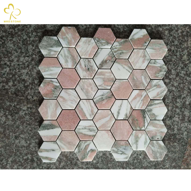 Pink Natural Marble Hexagon Mosaic Sheet Manufacturer