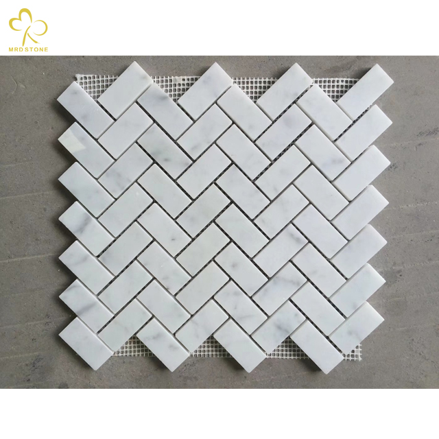 China White Herringbone Marble Mosaic Tile Manufacturer