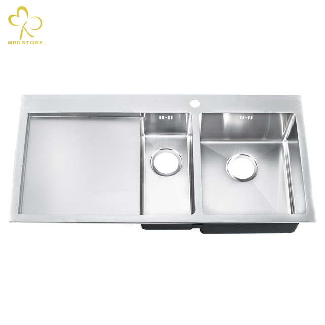 Stainless steel kitchen sink handmade sink bowl with pressed deck double bowl