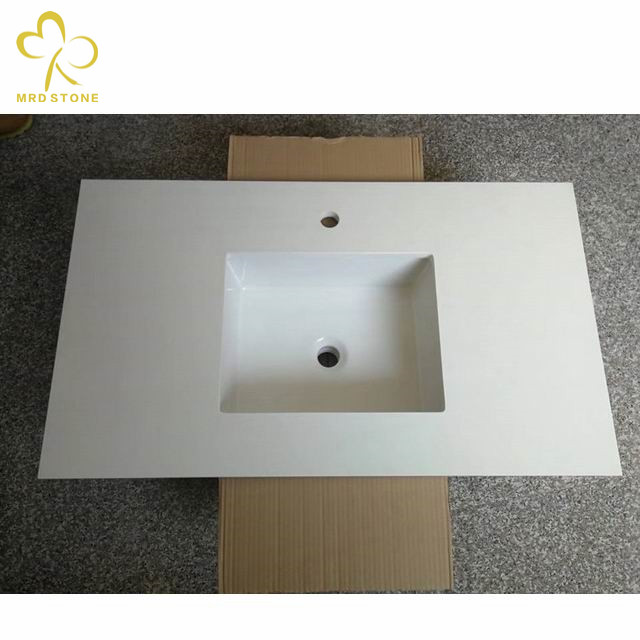 Bathroom Vanities Tops With Pure White Color Quartz Stone Slabs For Sale