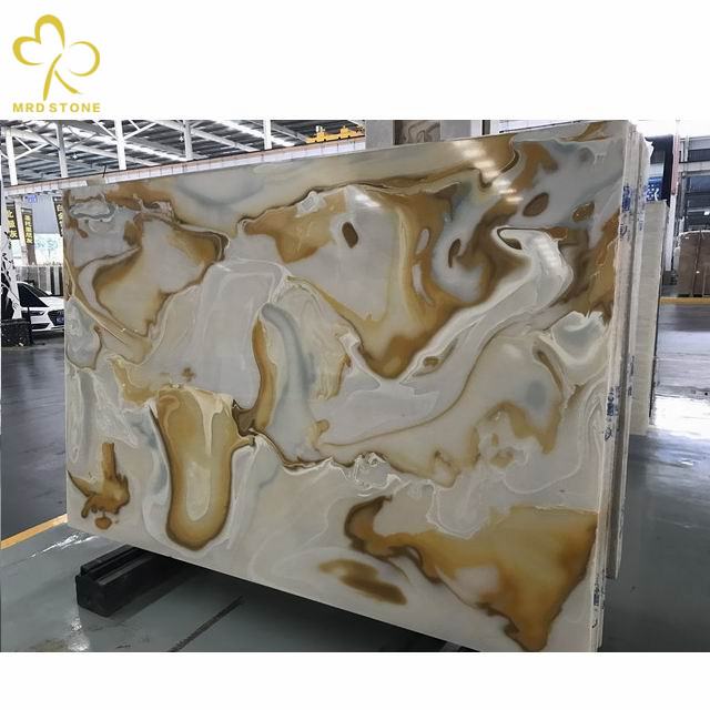 Transparent Stone Artificial Onyx Yellow Blue Color For Desk Countertop