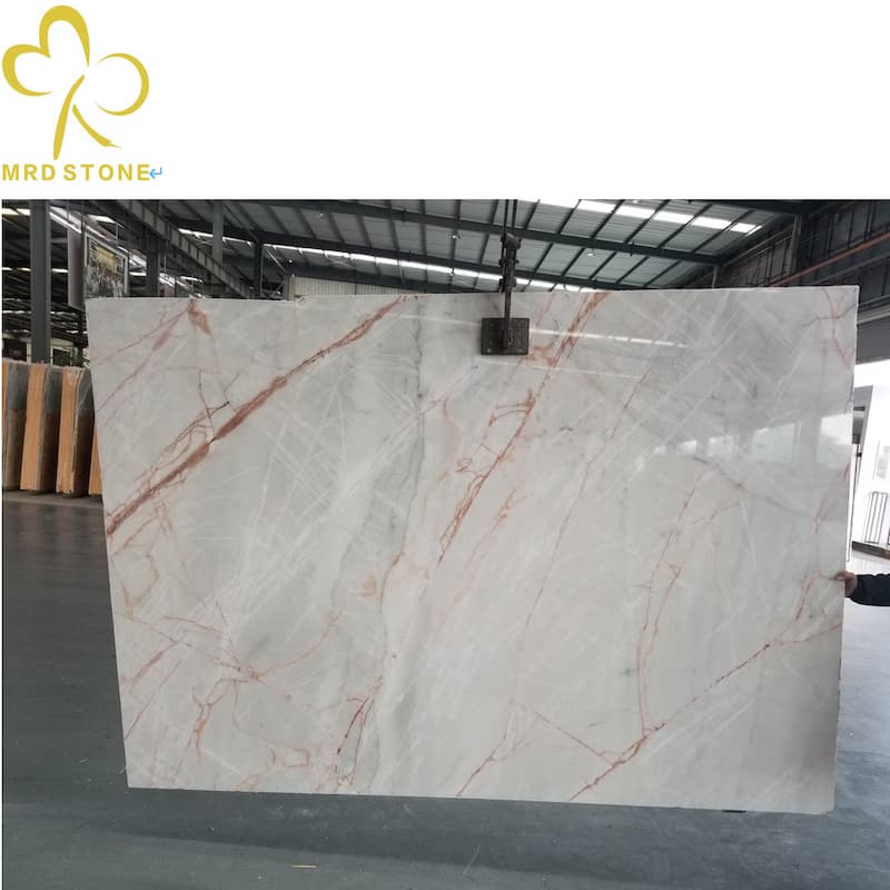Ice Age white marble with red line marble slabs