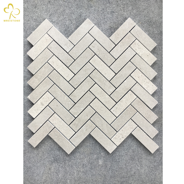 Modern Grey Marble Herringbone Backsplash Mosaic Tiles Factory