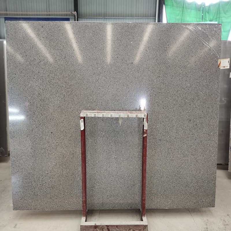 Chinese Artificial Stone Gray Terrazzo Slab Factory